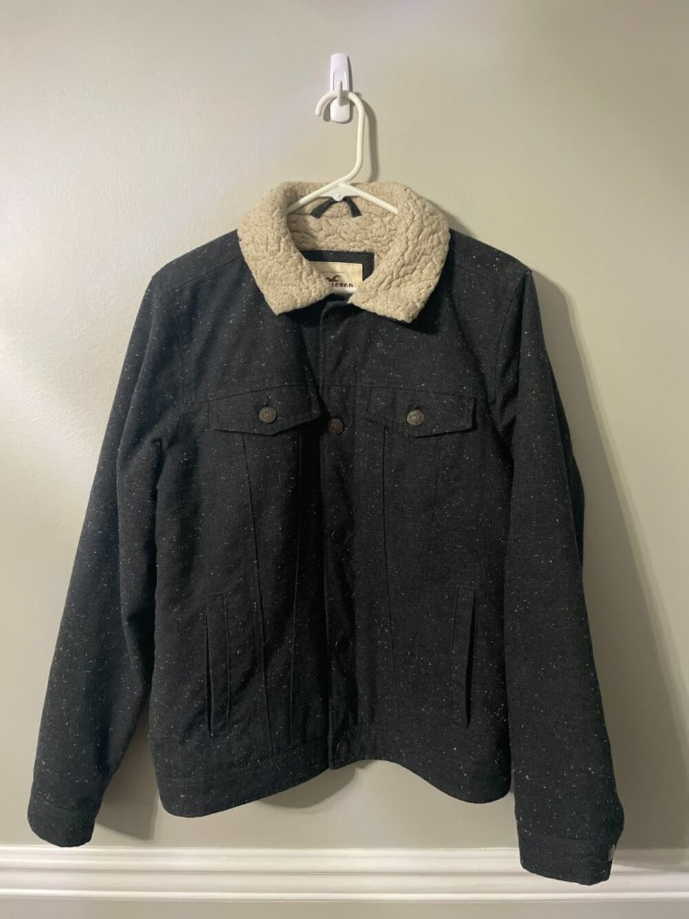 Hollister Sherpa Lined Blue Bomber Jacket Women's Adult Medium